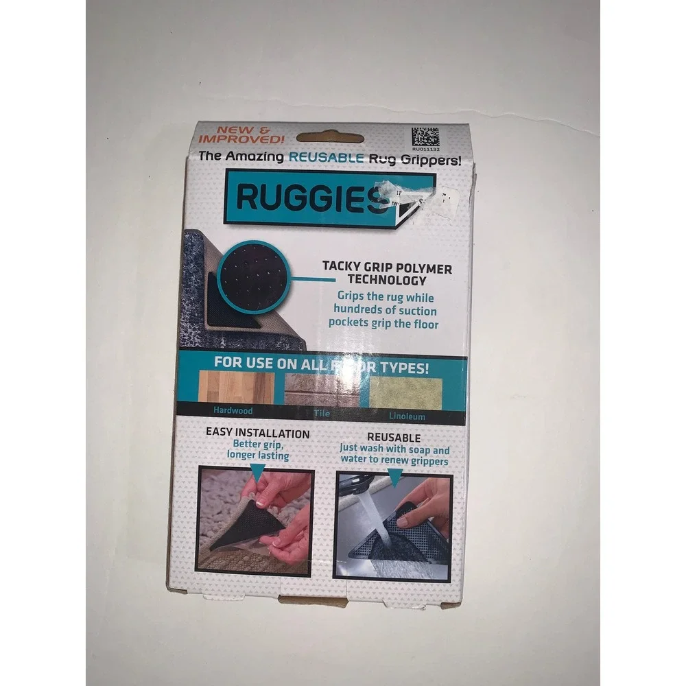 NWT‎ Ruggies Reusable Rug Grippers 8 Pack Non Slip Tacky Grip Polymer